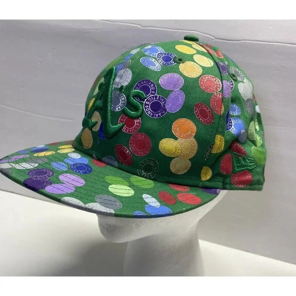 Athletic's A's 59FIFTY Men's Fitted Cap Green with Tokens Size 7 1/2 - Picture 3 of 8